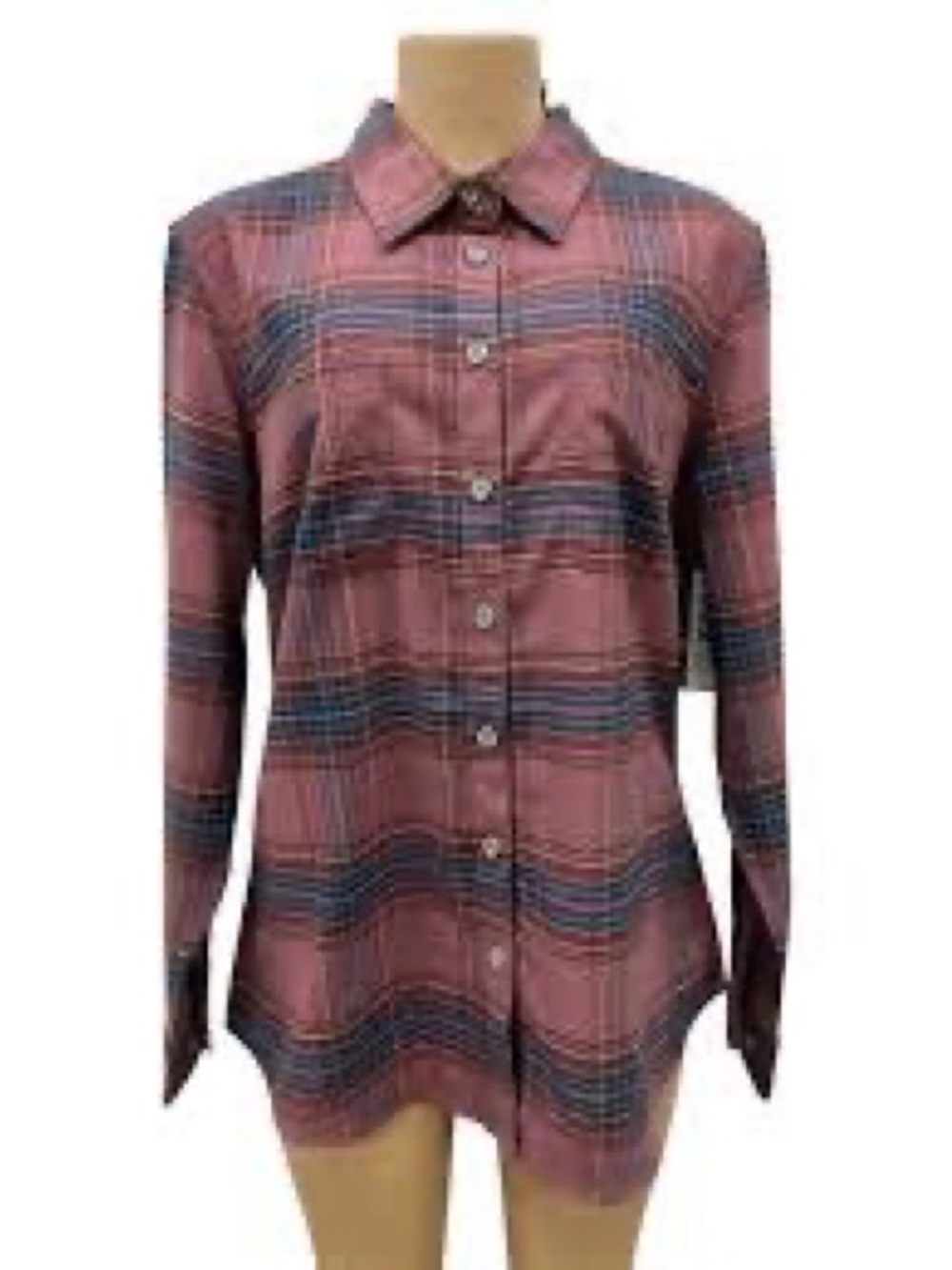 Ridge cut toughwear Plaid Button-Up flannel Shirt in Mauve and Navy